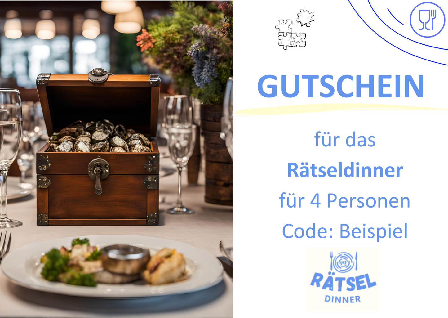 Gutschein für das Rätseldinner per E-Mail mit Gutscheincode